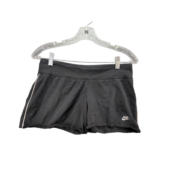 Womens Nike Cut Off Athletic Shorts Size S 4-6 Black Embroidered Swoosh - Picture 1 of 10